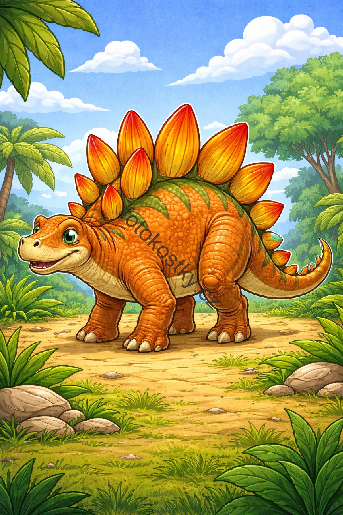 Stegosaurus v prehistorické krajině